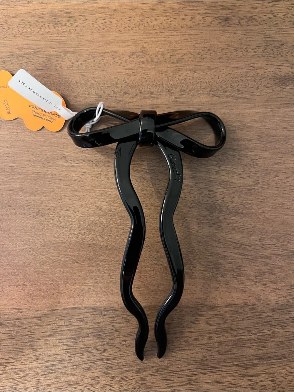 Anthropologie Chunks Black Bow Hair Pin for Women